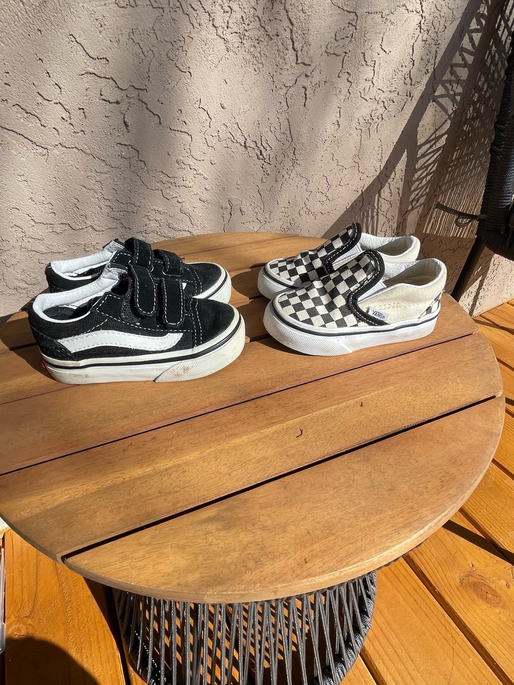 Vans Kids Black Suede Velcro Sneakers & Black-and-White Checker Slip-Ons - Picture 3 of 3